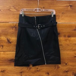 Belted Leather Skirt w/ Paper Bag Waist